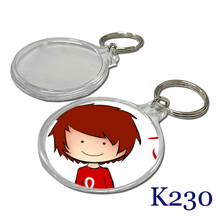 K230 Round Shaped Clear Plastic lens Snap lid Key holder - www